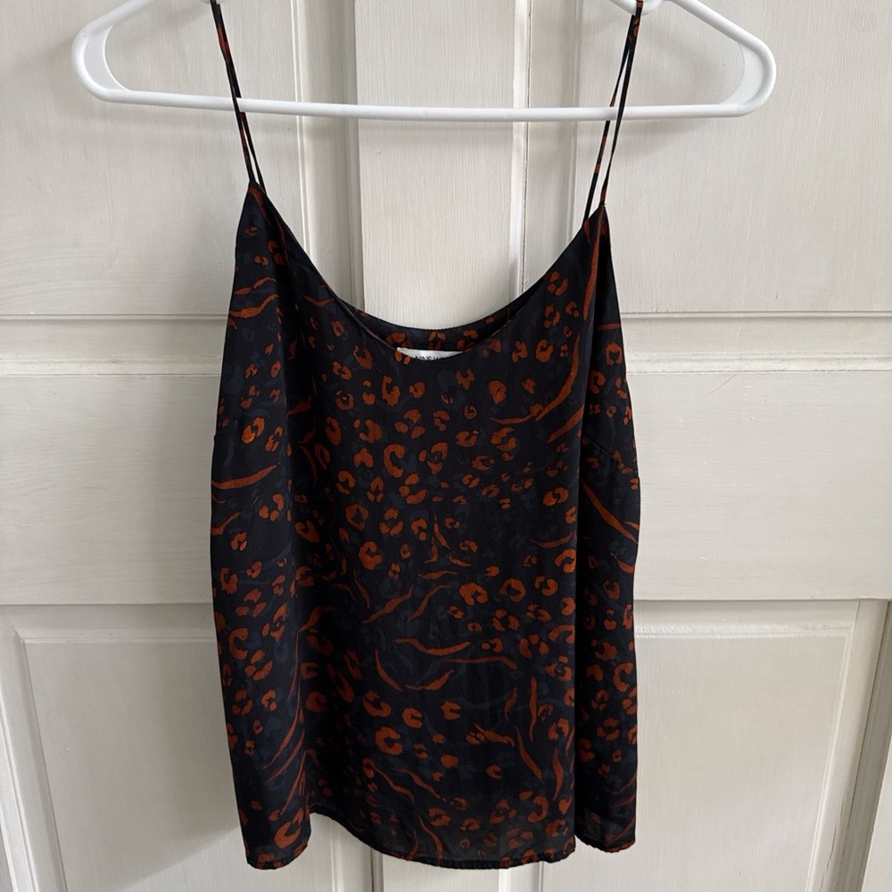 Leopard Print Cami Top - Black and Orange